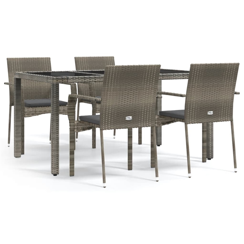 Bowery Hill Contemporary Garden Dining Set in Gray/Dark Gray
