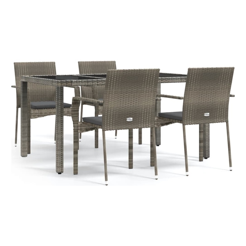 Bowery Hill Contemporary Garden Dining Set in Gray/Dark Gray