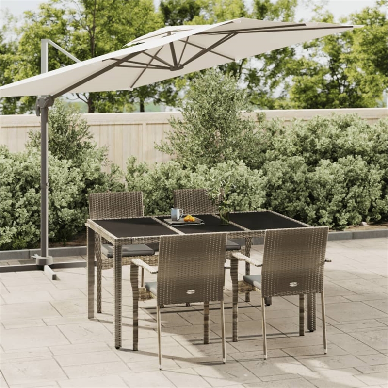 Bowery Hill Contemporary Garden Dining Set in Gray/Dark Gray