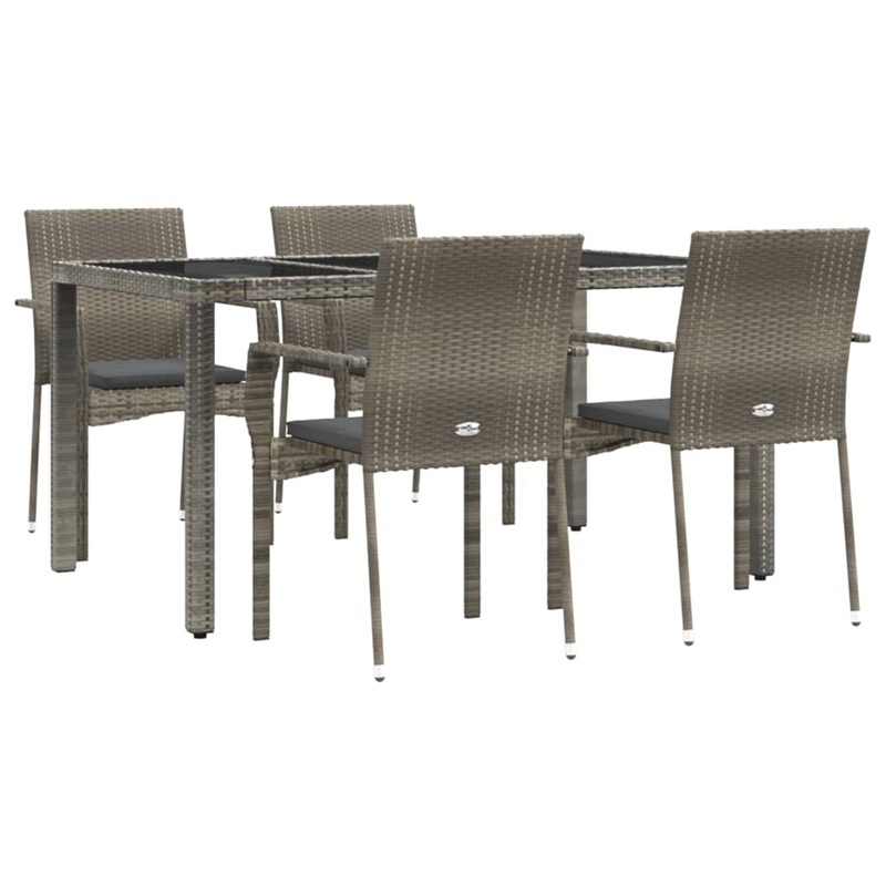 Bowery Hill Contemporary Garden Dining Set in Gray/Dark Gray