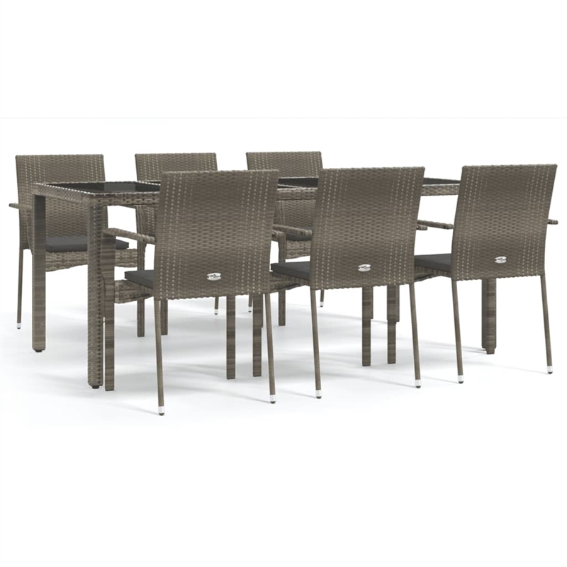 Bowery Hill Contemporary Weather-Resistant 7 Piece Garden Dining Set in Gray