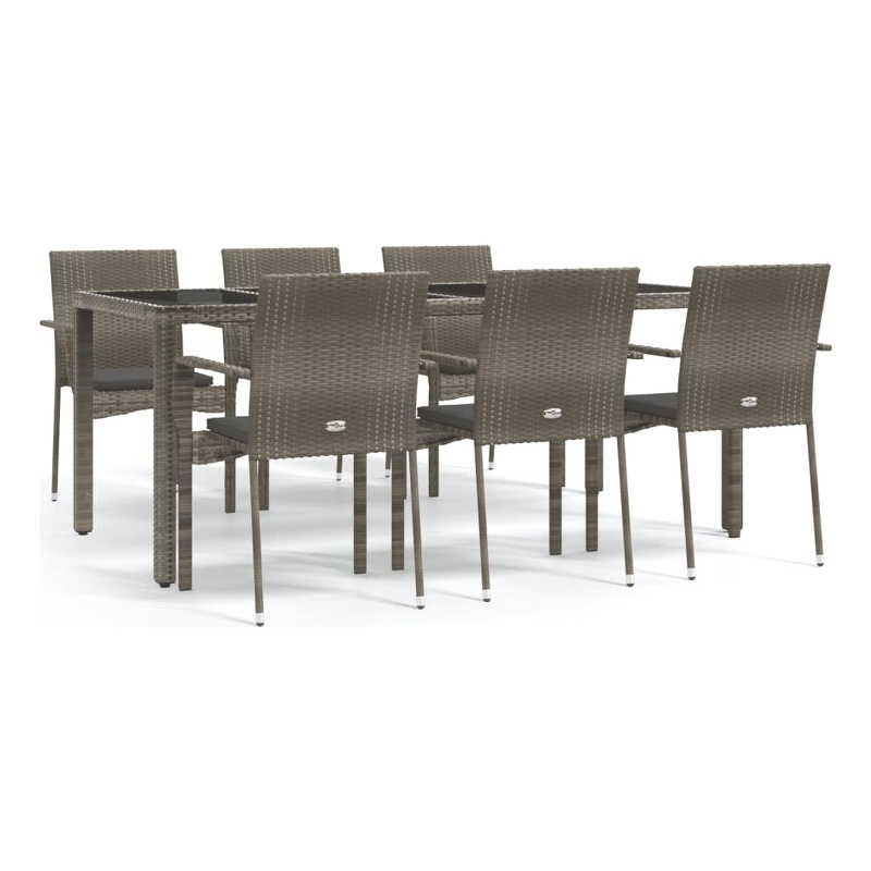 Bowery Hill Contemporary Weather-Resistant 7 Piece Garden Dining Set in Gray