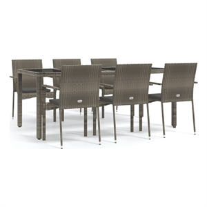 Bowery Hill Contemporary Weather-Resistant 7 Piece Garden Dining Set in Gray