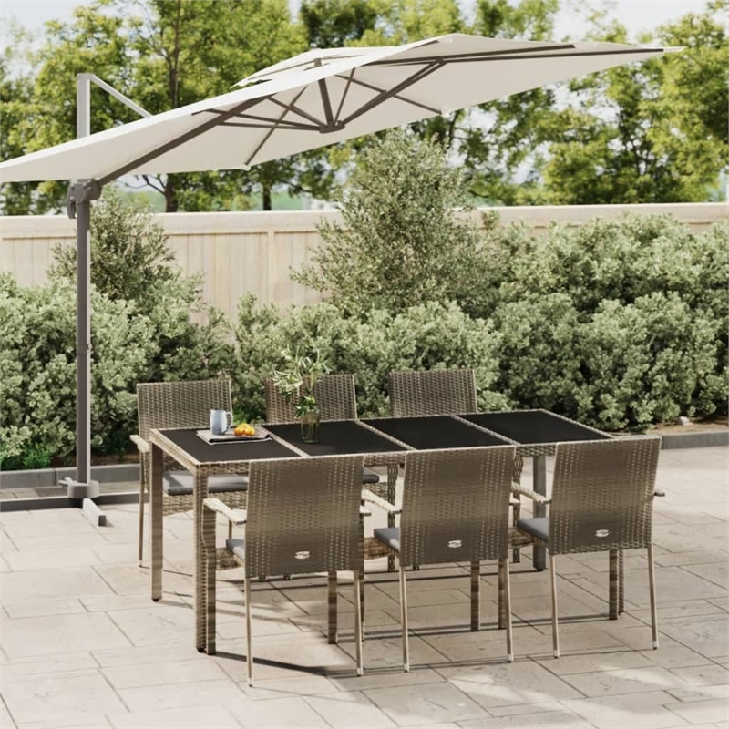 Bowery Hill Contemporary Weather-Resistant 7 Piece Garden Dining Set in Gray