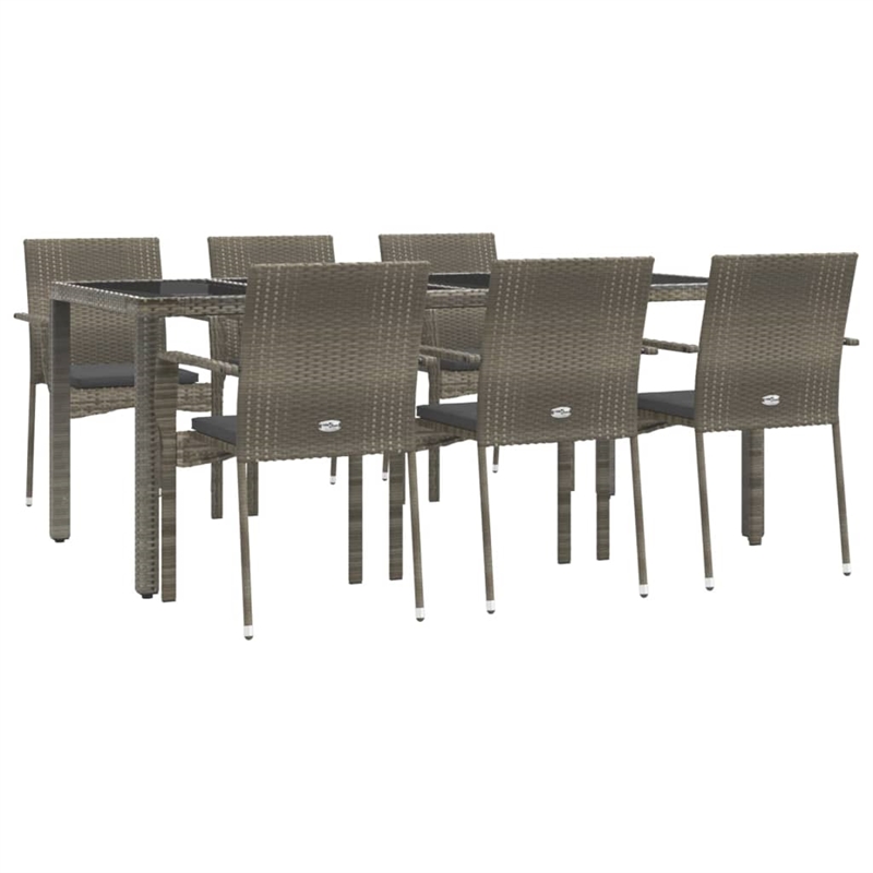 Bowery Hill Contemporary Weather-Resistant 7 Piece Garden Dining Set in Gray