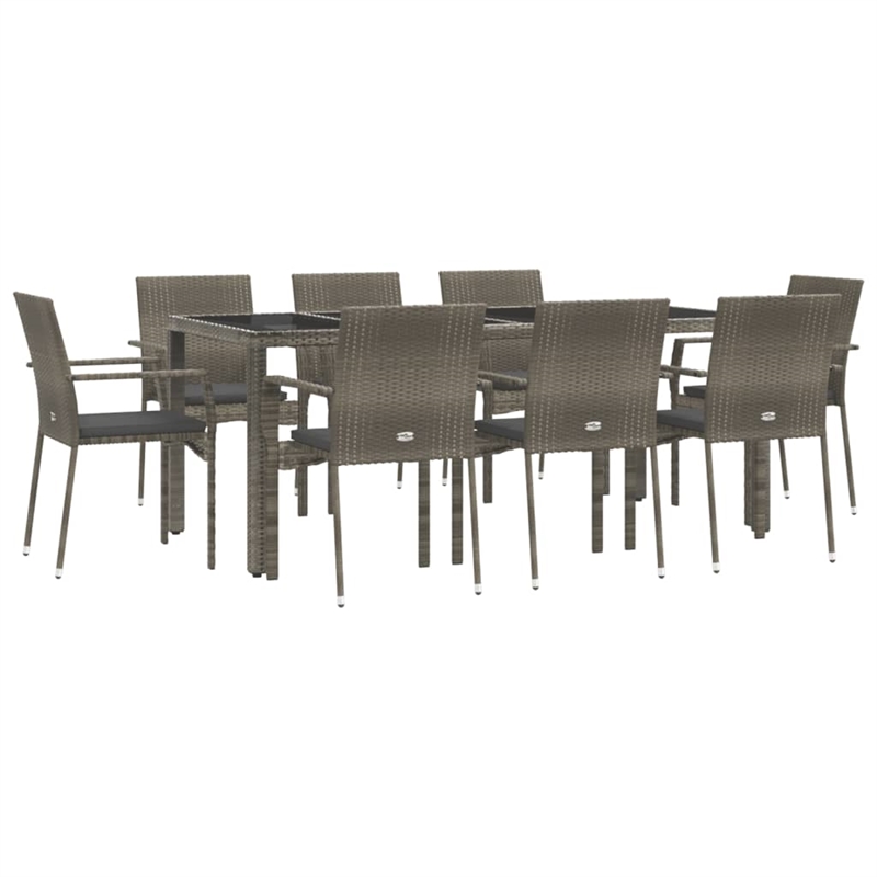 Bowery Hill PE Rattan Large Modular Garden Dining Set in Gray