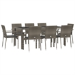 Bowery Hill PE Rattan Large Modular Garden Dining Set in Gray