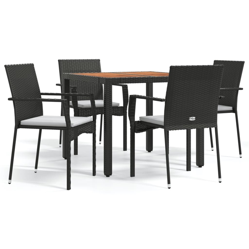 Bowery Hill Contemporary Garden Dining Set in Black/Cream White