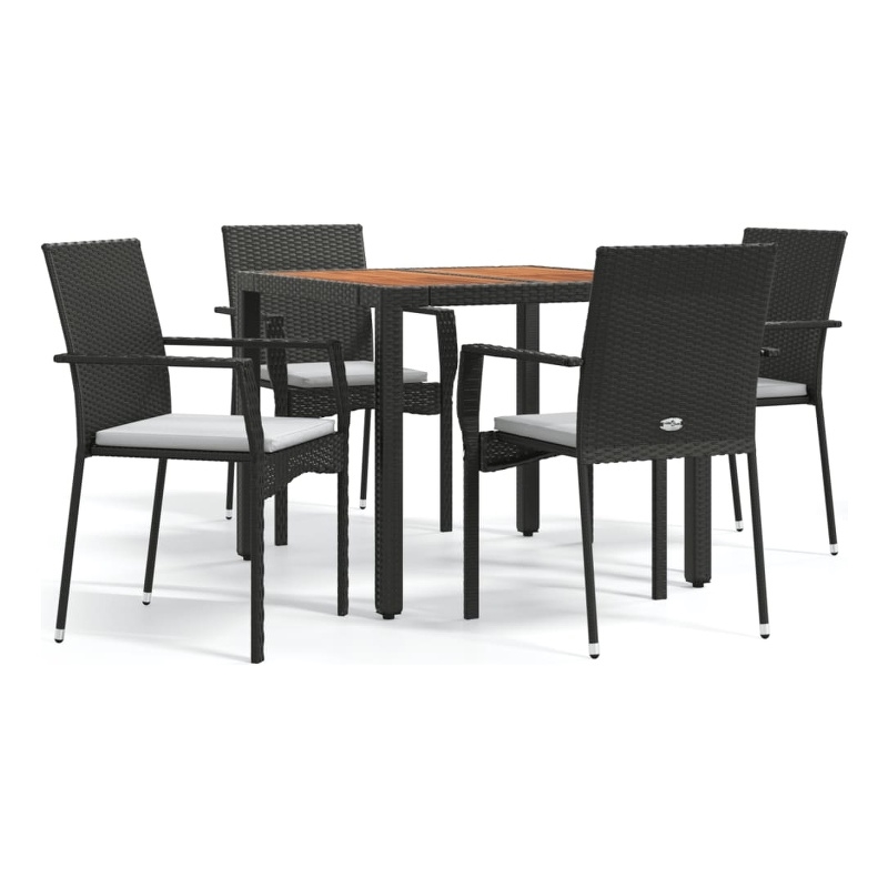 Bowery Hill Contemporary Garden Dining Set in Black/Cream White