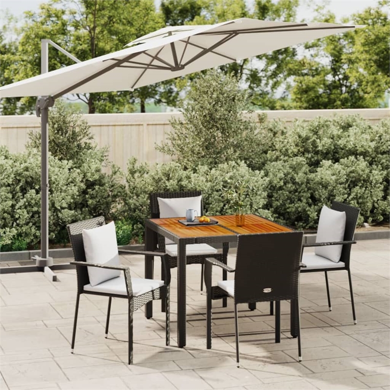Bowery Hill Contemporary Garden Dining Set in Black/Cream White