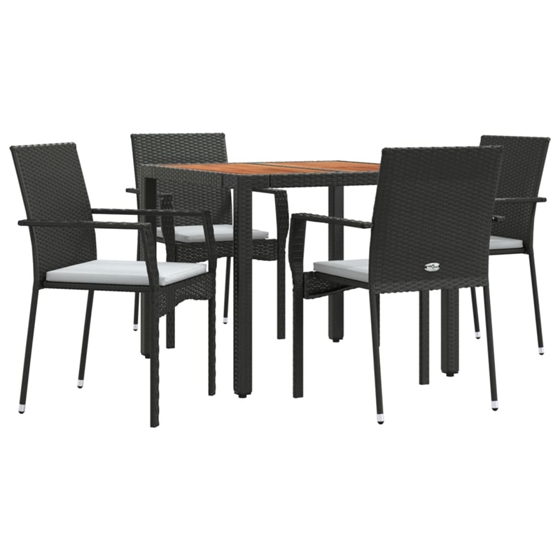 Bowery Hill Contemporary Garden Dining Set in Black/Cream White