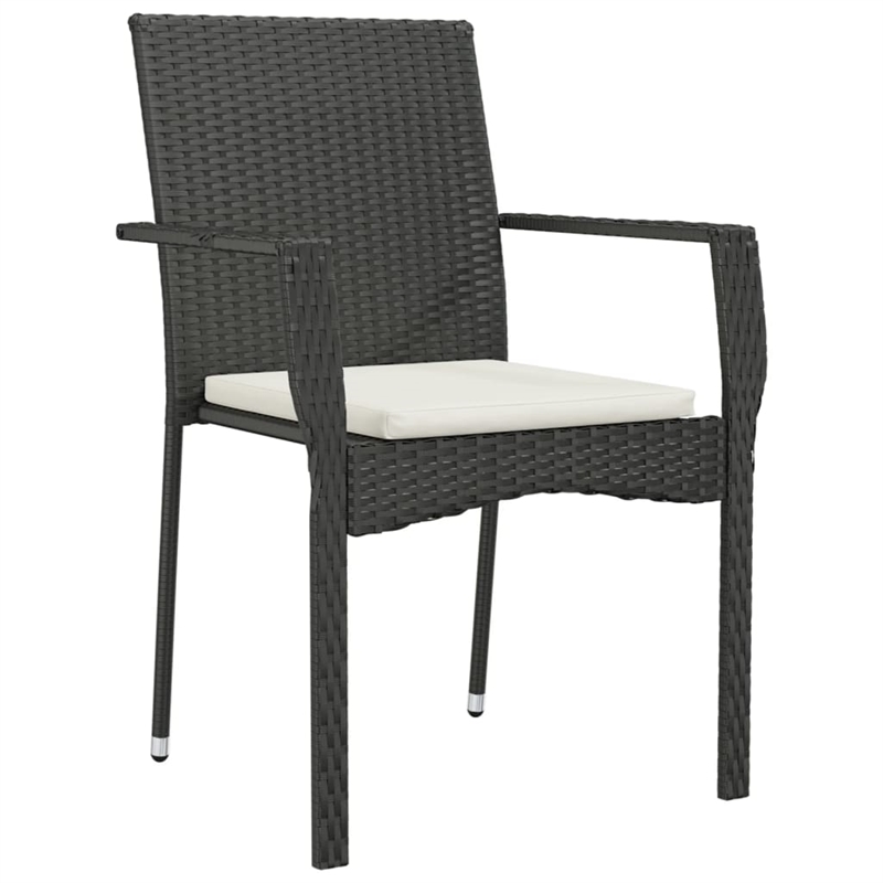 Bowery Hill Contemporary Garden Dining Set in Black/Cream White