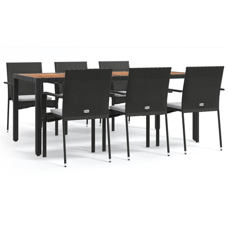 Bowery Hill Contemporary Garden Dining Set in Black/Cream White