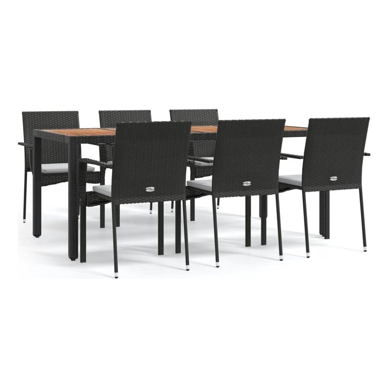 Bowery Hill Contemporary Garden Dining Set in Black/Cream White