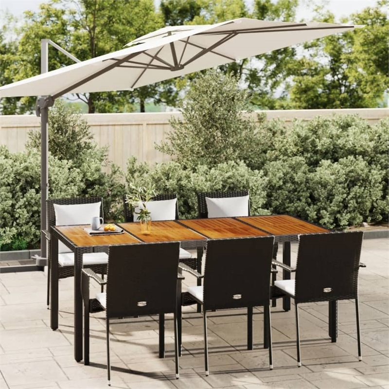 Bowery Hill Contemporary Garden Dining Set in Black/Cream White