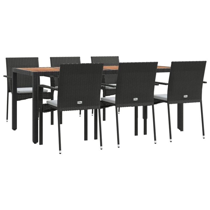 Bowery Hill Contemporary Garden Dining Set in Black/Cream White