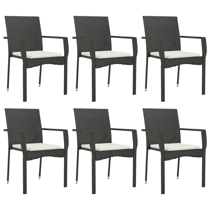 Bowery Hill Contemporary Garden Dining Set in Black/Cream White