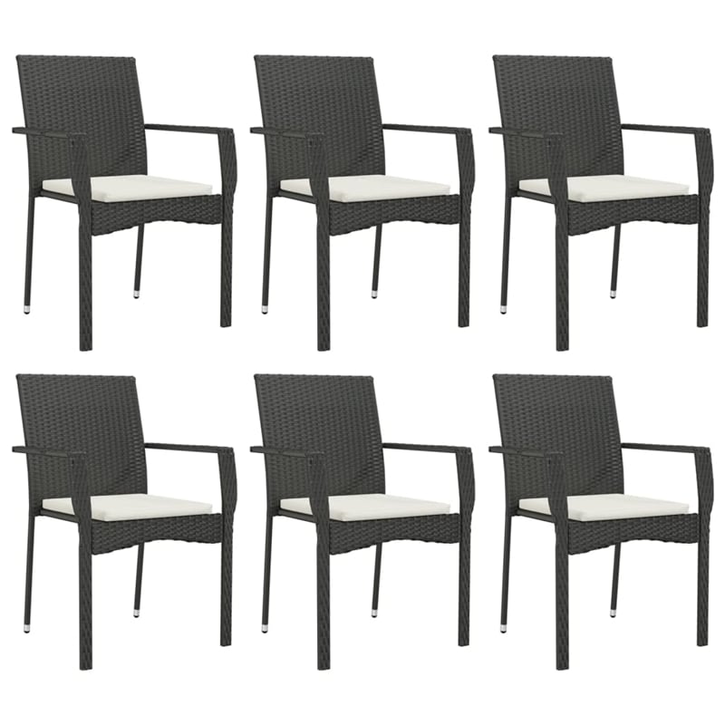 Bowery Hill Contemporary Garden Dining Set in Black/Cream White