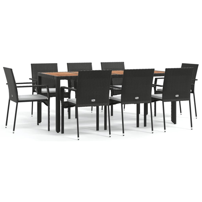 Bowery Hill Contemporary Garden Dining Set in Black/Cream White
