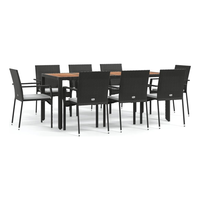 Bowery Hill Contemporary Garden Dining Set in Black/Cream White