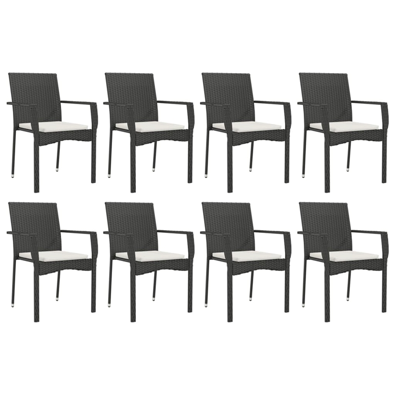 Bowery Hill Contemporary Garden Dining Set in Black/Cream White
