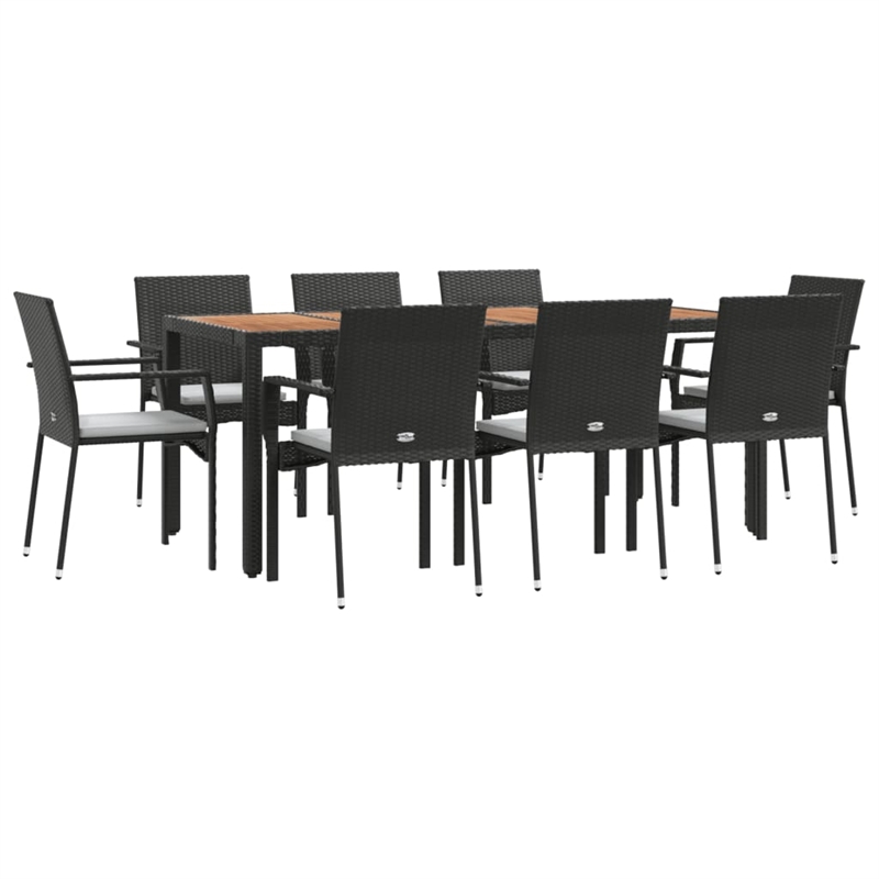 Bowery Hill Contemporary Garden Dining Set in Black/Cream White
