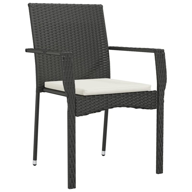 Bowery Hill Contemporary Garden Dining Set in Black/Cream White