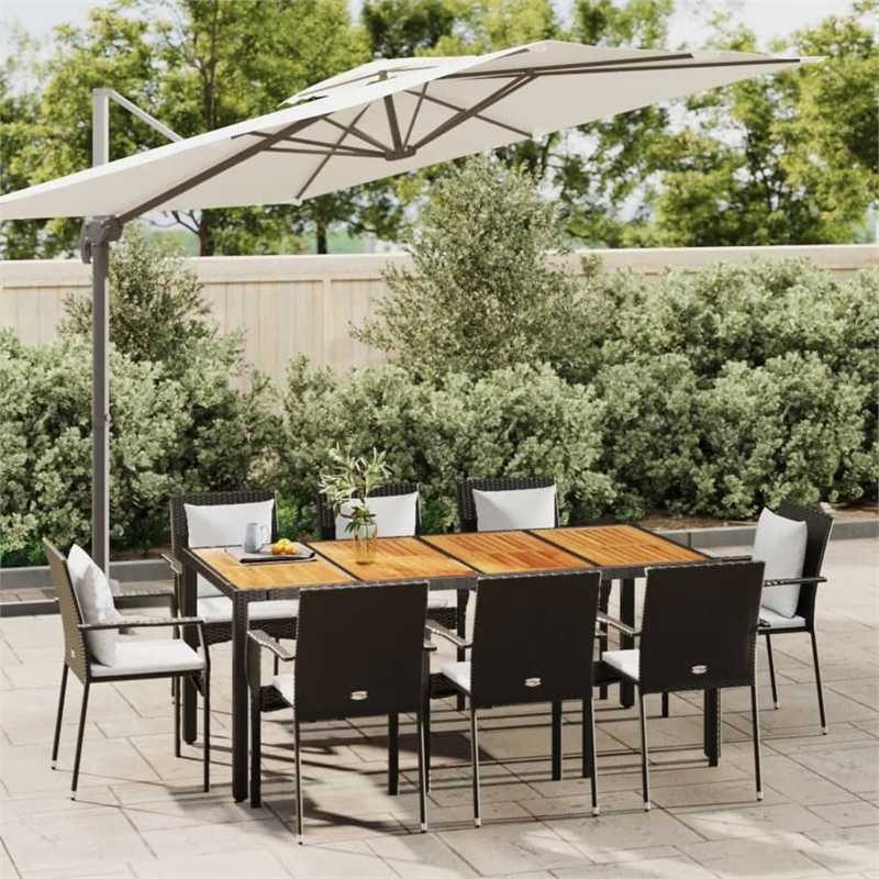 Bowery Hill Contemporary Garden Dining Set in Black/Cream White
