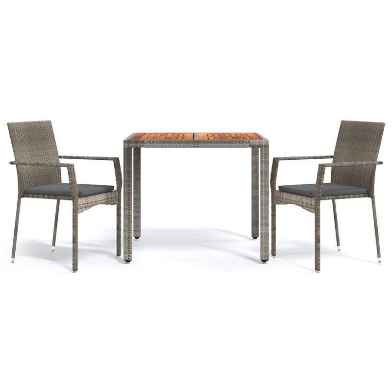 Bowery Hill PE Rattan Medium Modular Garden Dining Set in Gray