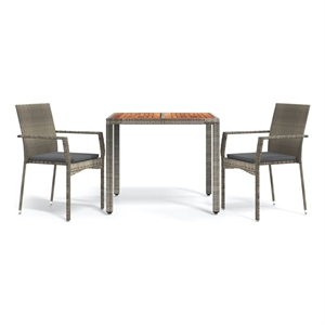 Bowery Hill PE Rattan Medium Modular Garden Dining Set in Gray