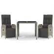 Bowery Hill Contemporary Weather-Resistant 3 Piece Garden Dining Set in Gray