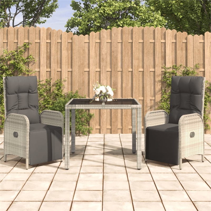 Bowery Hill Contemporary Weather-Resistant 3 Piece Garden Dining Set in Gray
