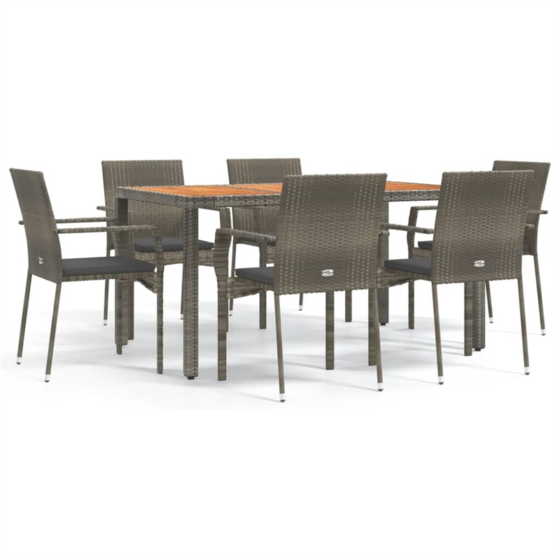 Bowery Hill Contemporary Garden Dining Set in Gray/Dark Gray