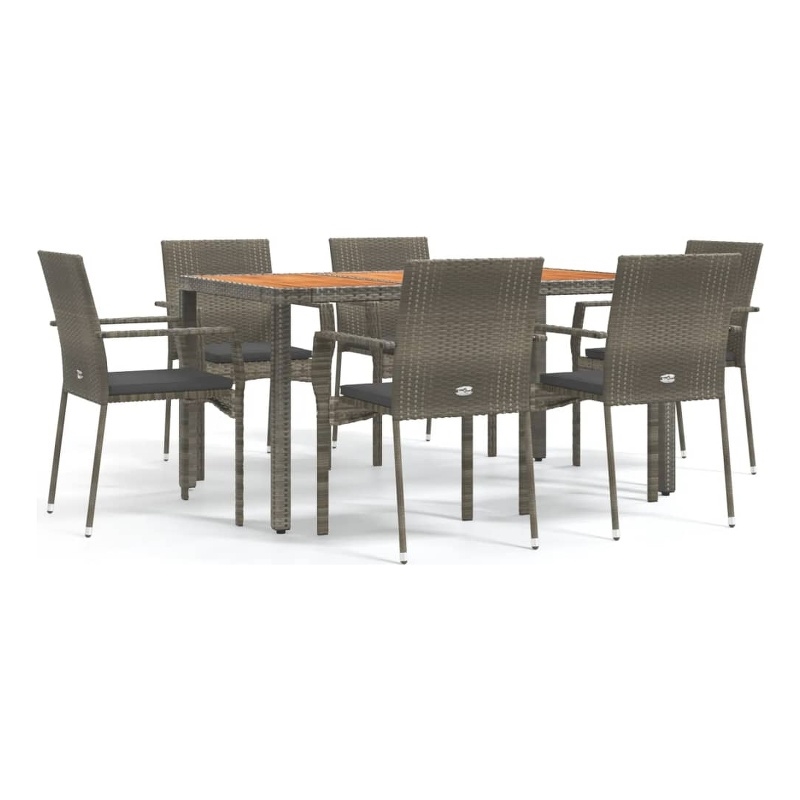 Bowery Hill Contemporary Garden Dining Set in Gray/Dark Gray