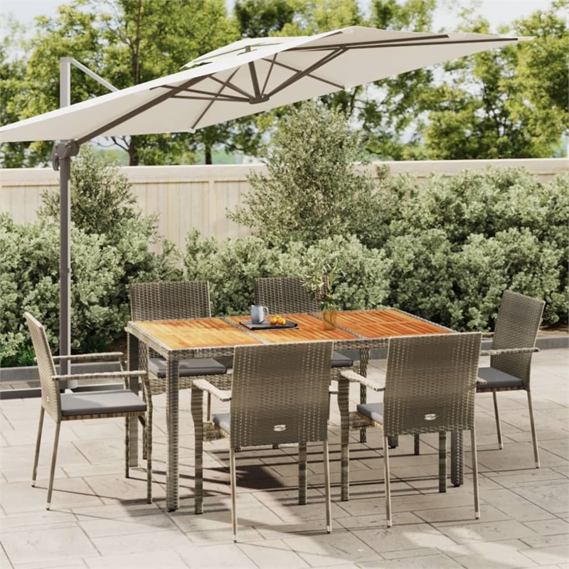 Bowery Hill Contemporary Garden Dining Set in Gray/Dark Gray
