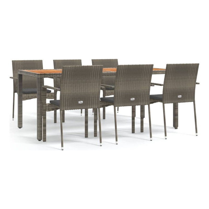 Bowery Hill Contemporary Garden Dining Set in Gray/Dark Gray
