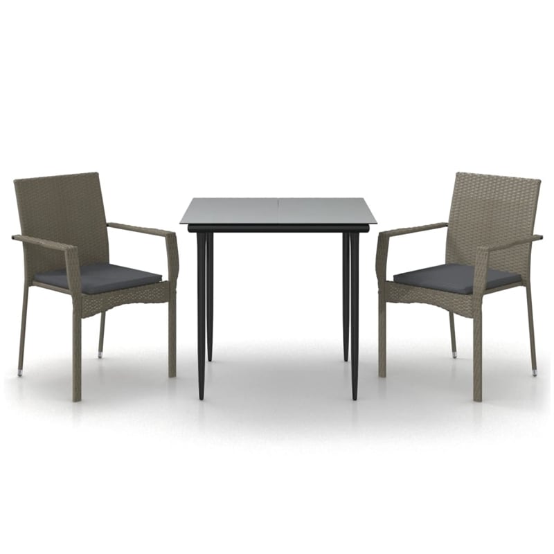 Bowery Hill Contemporary Garden Dining Set in Black and Gray