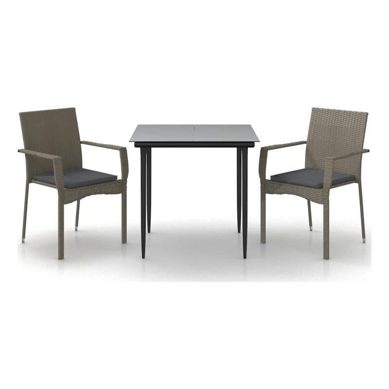 Bowery Hill Contemporary Garden Dining Set in Black and Gray