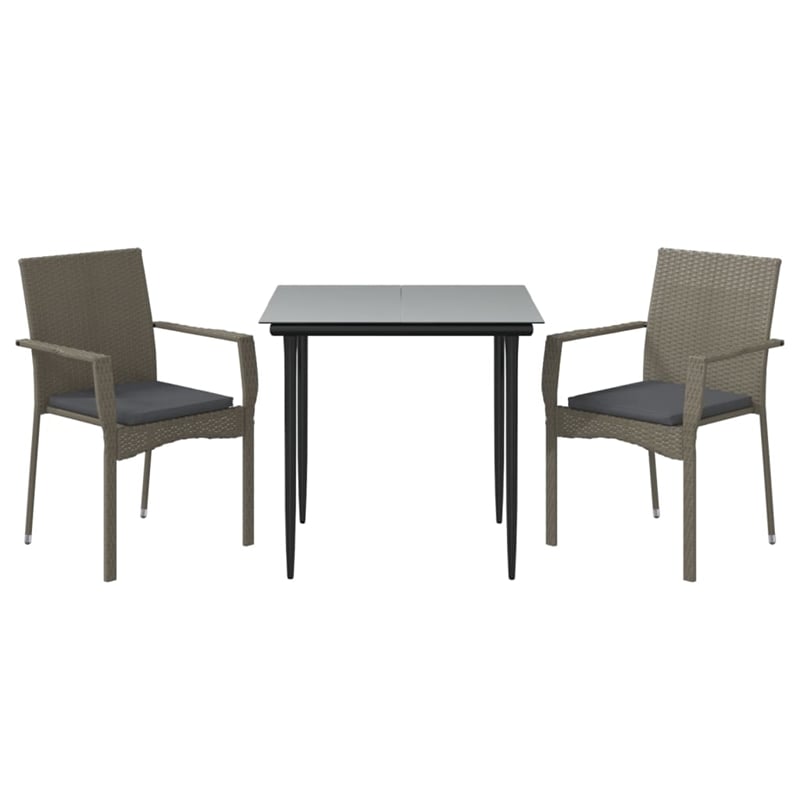 Bowery Hill Contemporary Garden Dining Set in Black and Gray