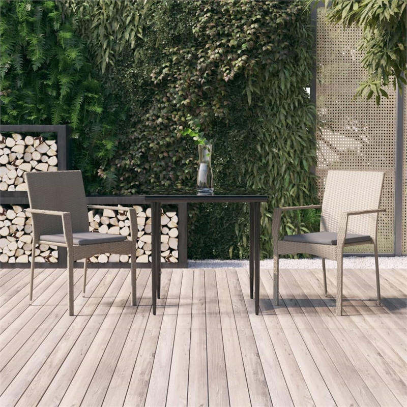Bowery Hill Contemporary Garden Dining Set in Black and Gray