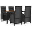 Bowery Hill Contemporary Weather-Resistant Garden Dining Set in Black