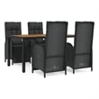 Bowery Hill Contemporary Weather-Resistant Garden Dining Set in Black