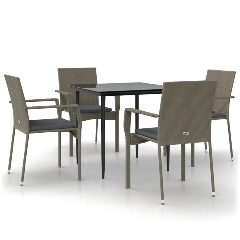 Bowery Hill Contemporary Garden Dining Set in Black and Gray