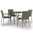Bowery Hill Contemporary Garden Dining Set in Black and Gray