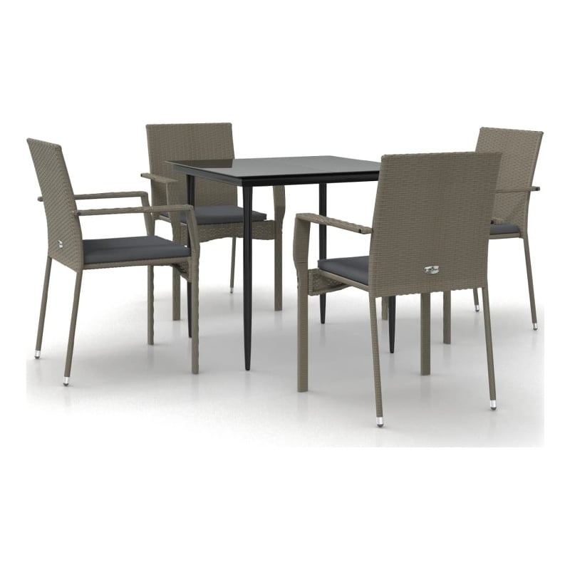 Bowery Hill Contemporary Garden Dining Set in Black and Gray