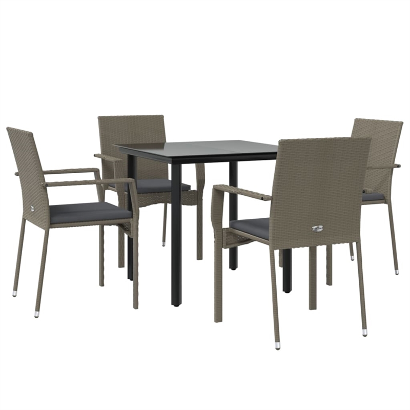 Bowery Hill Contemporary Garden Dining Set in Black and Gray