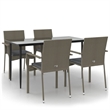 Bowery Hill PE Rattan Large Modular Garden Dining Set in Black and Gray