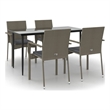 Bowery Hill PE Rattan Large Modular Garden Dining Set in Black and Gray