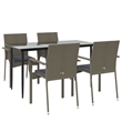 Bowery Hill PE Rattan Large Modular Garden Dining Set in Black and Gray