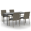 Bowery Hill Contemporary Poly Rattan Modular Garden Dining Set in Black